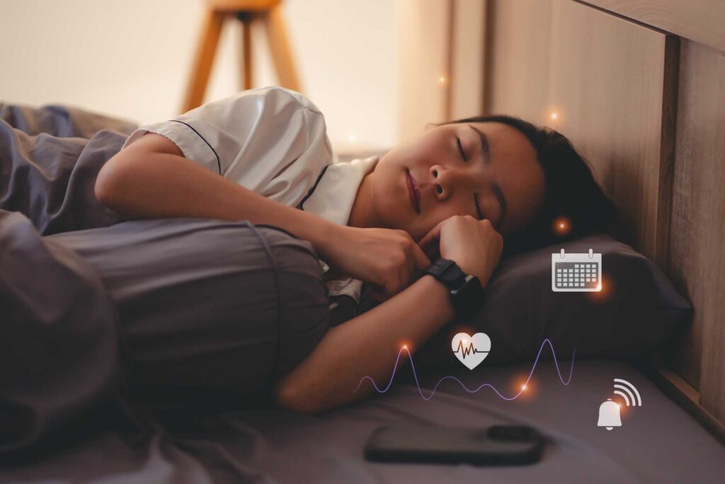 A young woman with healthy sleeping habits in Sugar Land, TX